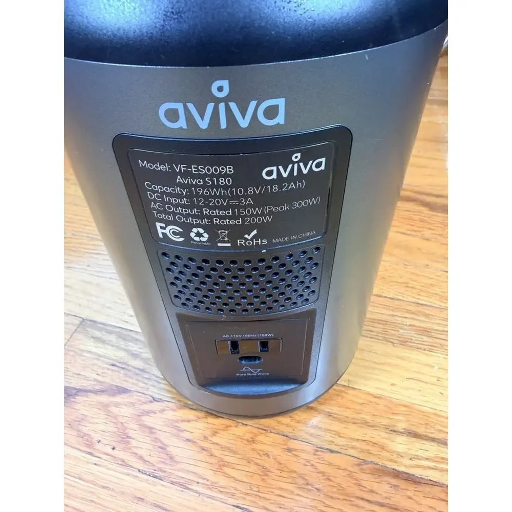 Aviva S180 Portable Power Station 196Wh – 150W AC / USB-C PD / Solar Input – Wor